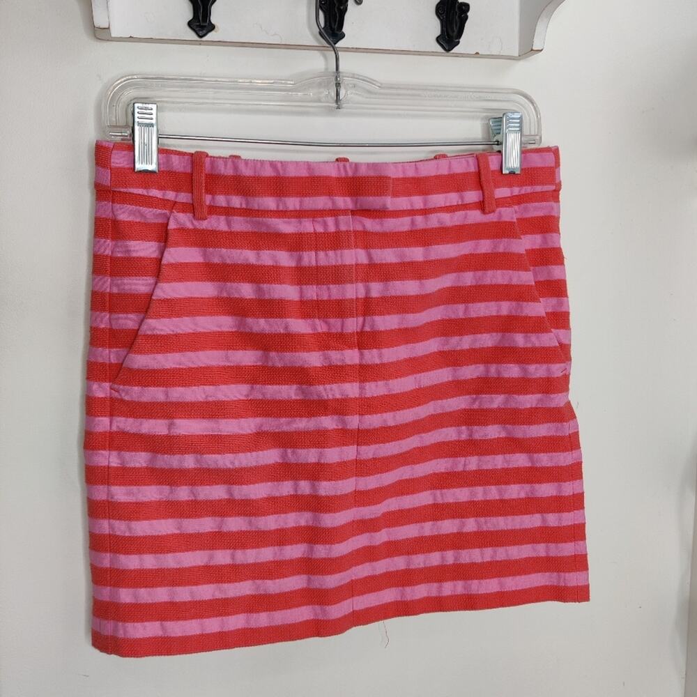 J. Crew Factory Textured Pink/Red Striped Mini Skirt Size M / 8-10